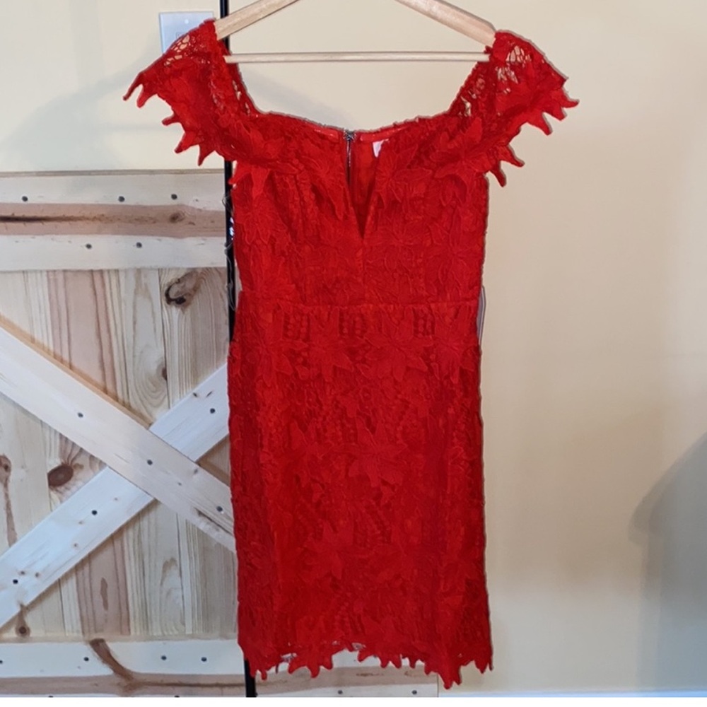 ASTR the Label Daniela Off-the-Shoulder Lace Mini Dress